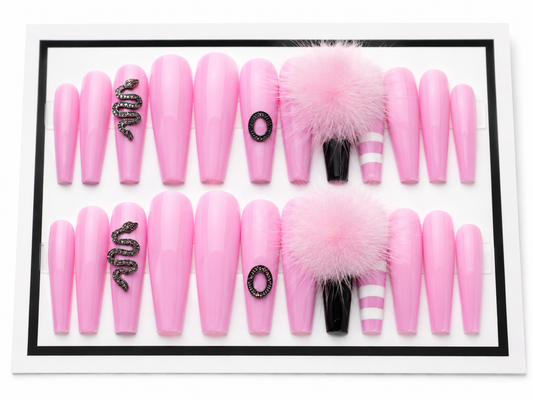 Pink Pom Pom Press-on Nails