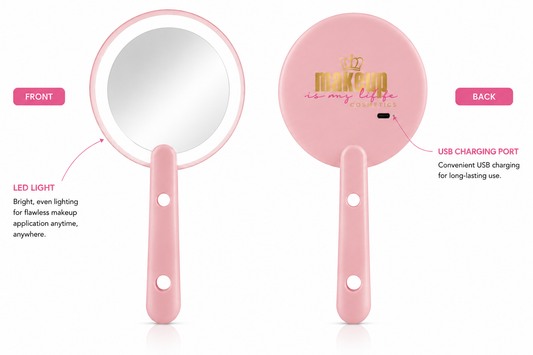 Pink LED Makeup Mirror