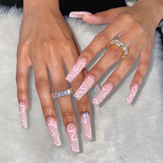 Hot Girl Coffin Style press on nails